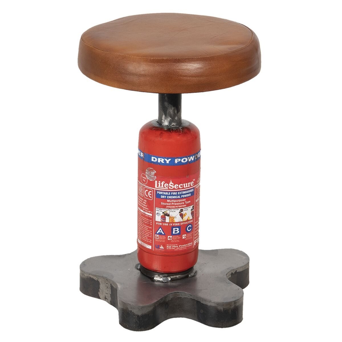 Taburet din fier cu sezut piele ecologica Ø 30 cm x 49 h