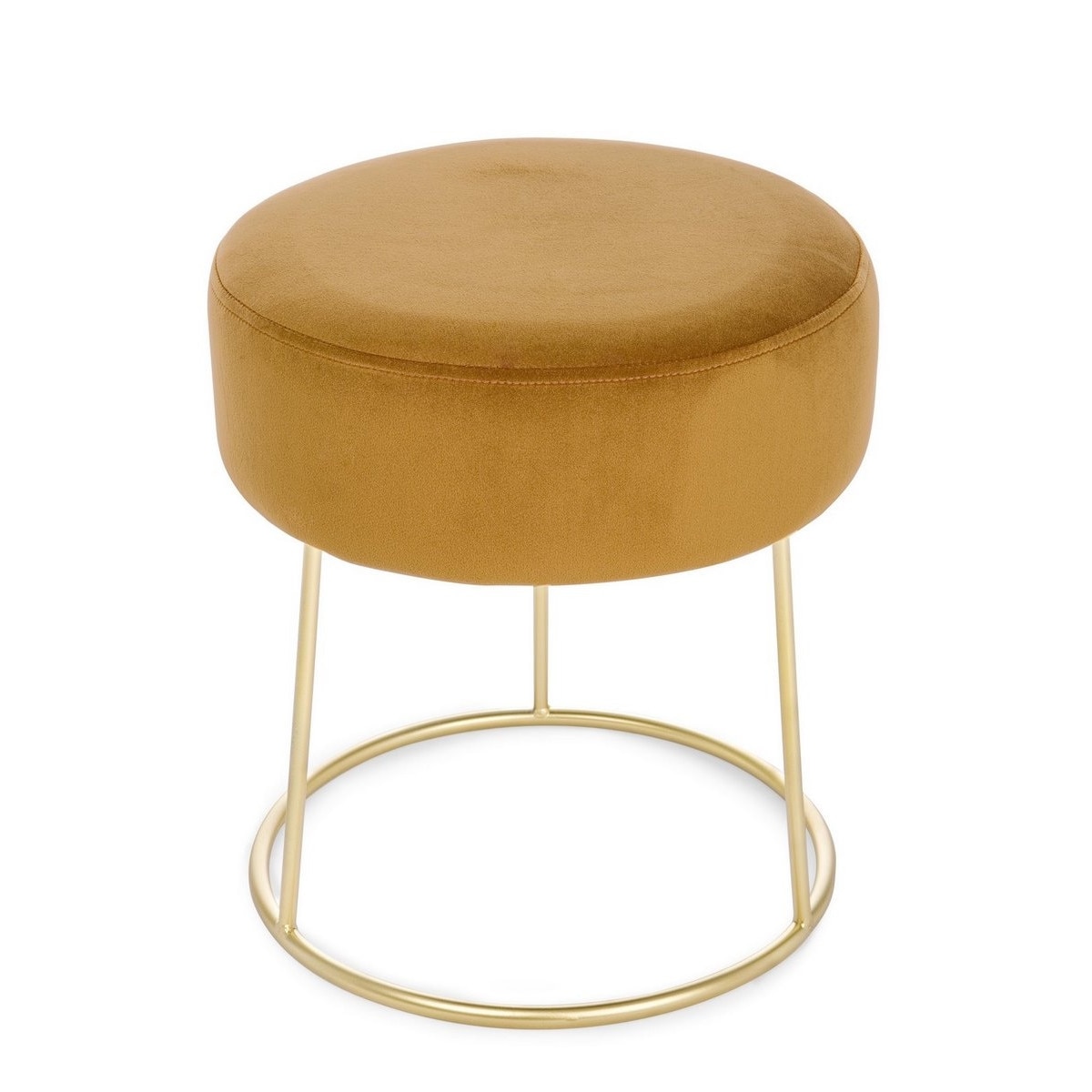 Taburet tapiterie velur galben cadru fier auriu Clarissa Ø 35 cm x 40 h