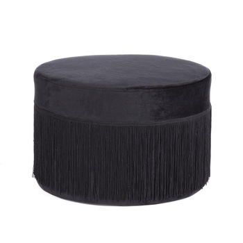 Taburet tapiterie catifea neagra Leilani Ø 45 cm x 30 h Taburet tapiterie catifea neagra Leilani Ø 45 cm x 30 h