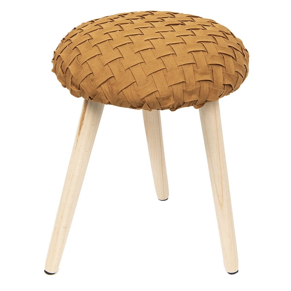 Taburet din lemn natur cu tapiterie textil portocaliu Ø 35 cm x 42 h