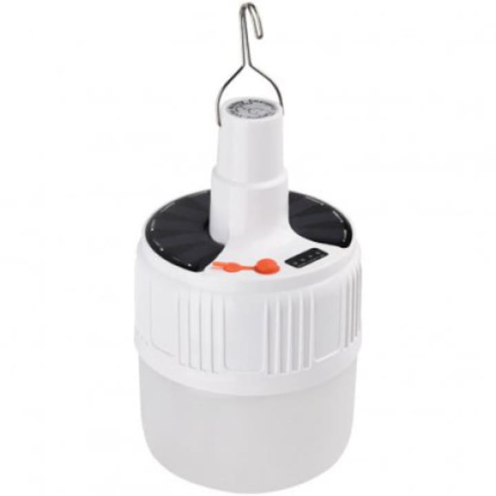 Bec LED portabil, cu incarcare solara pentru camping, 100 W si incarcare la retea - ZJV51