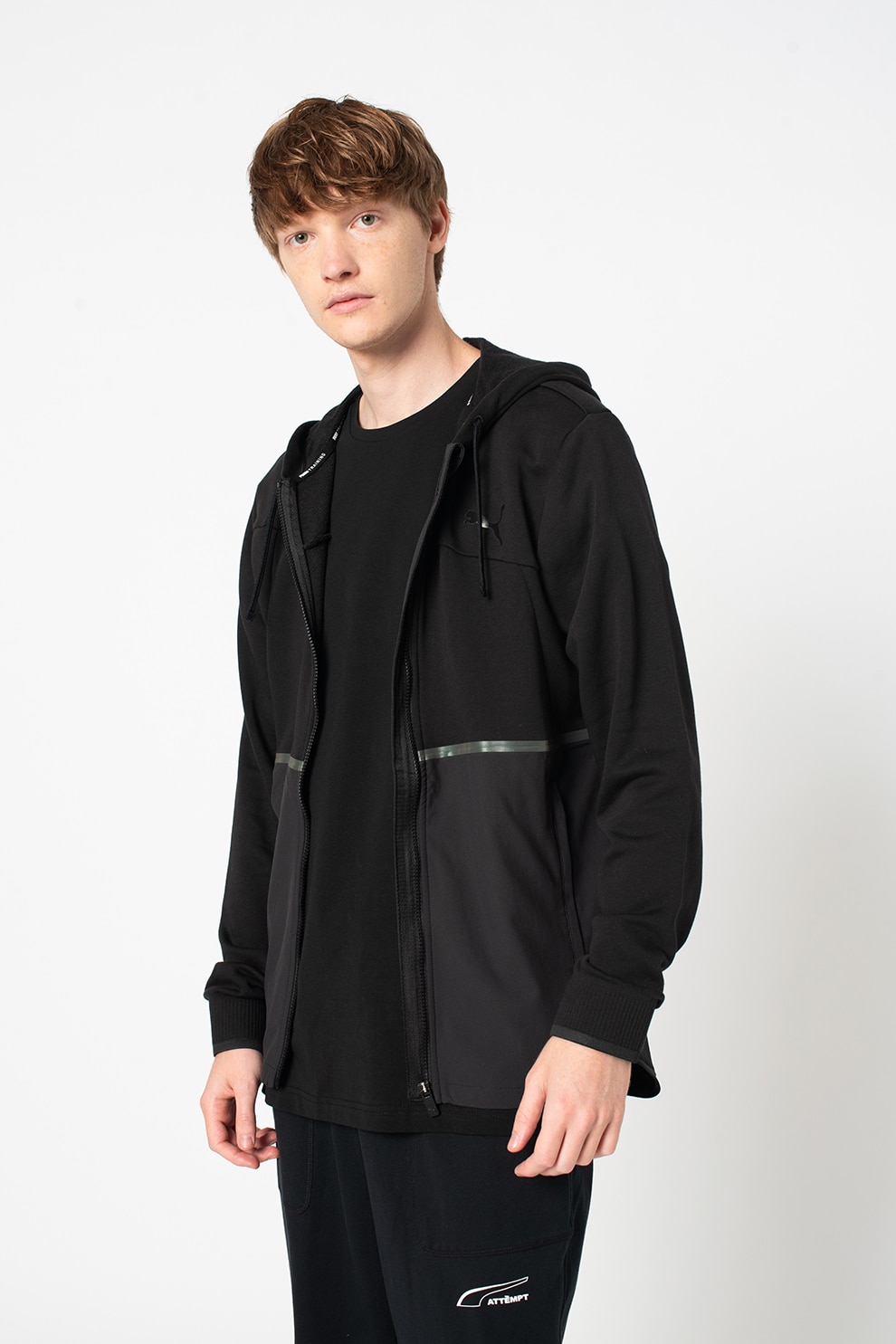 Puma, Jacheta regular fit cu gluga, pentru fitness Train Excite, Negru