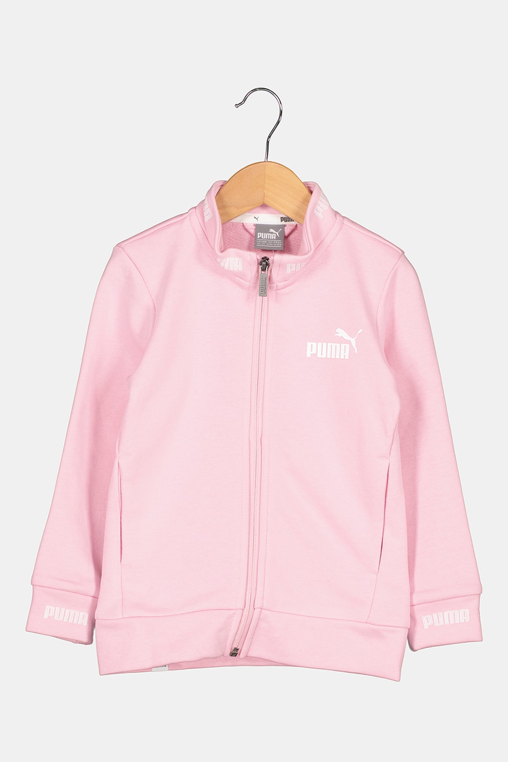 Puma, Bluza cu fermoar si logo Amplified, Roz/Alb