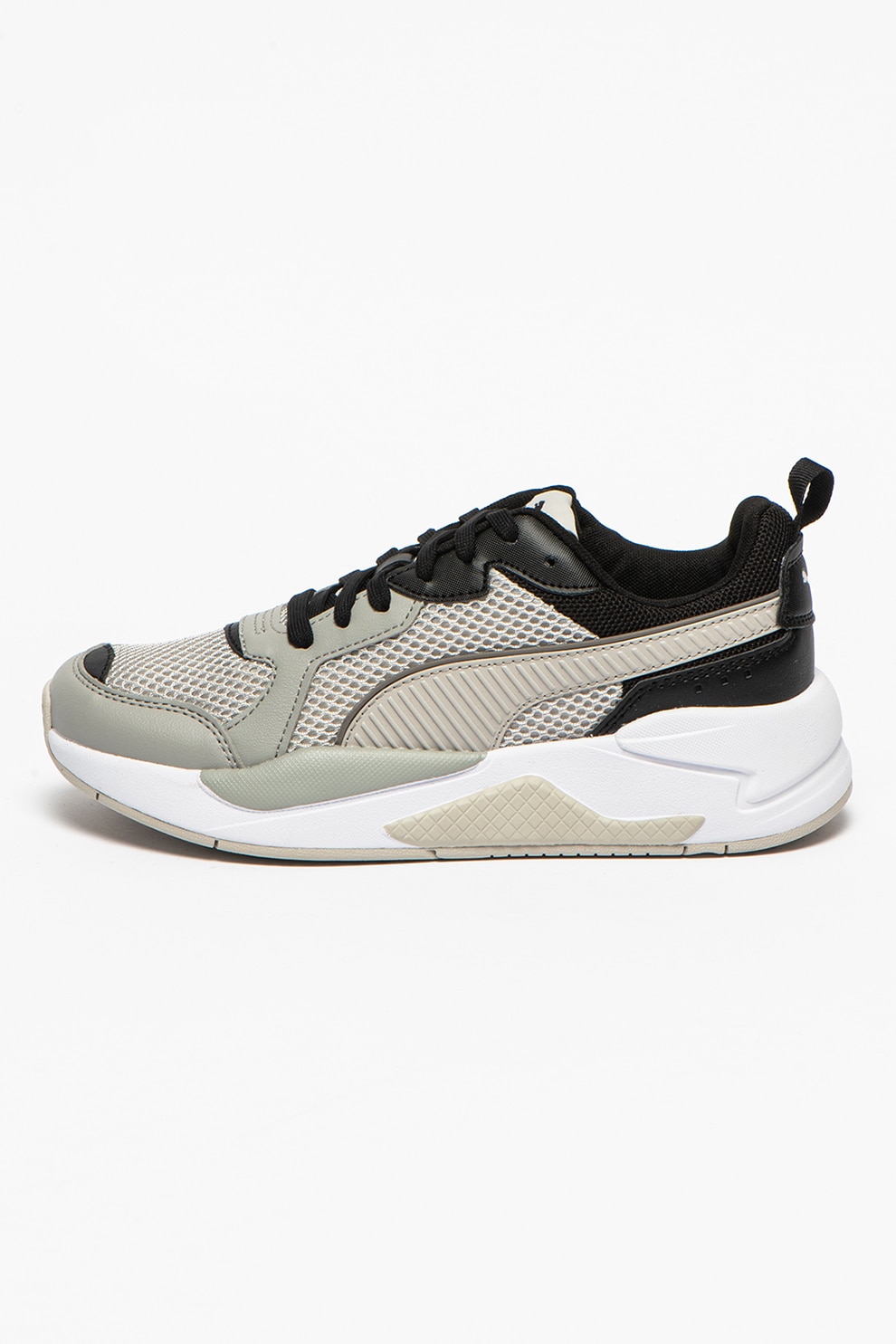 Puma, Pantofi sport de piele ecologica cu insertii de plasa X-Ray Glitch, Grej/Negru