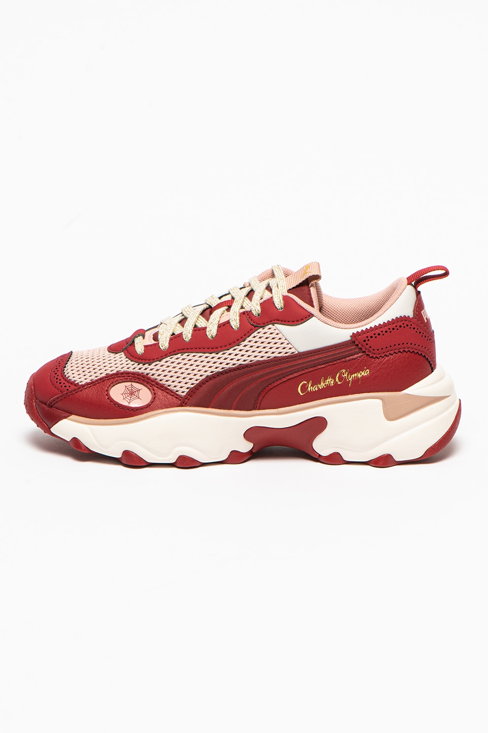 Puma, Pantofi sport de piele ecologica si material textil Pulsar, Rosu Bordeaux/Roz