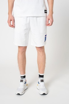 Puma, Bermude cu snur si logo, Alb/Albastru/Rosu Puma, Bermude cu snur si logo, Alb/Albastru/Rosu