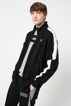 Puma, Jacheta de bumbac cu garnituri contrastante Attempt T7, Negru/Alb Puma, Jacheta de bumbac cu garnituri contrastante Attempt T7, Negru/Alb