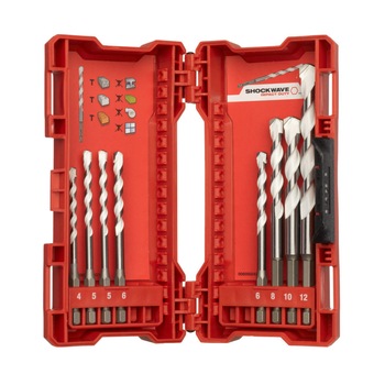 Set de 8 burghie 4-12mm, prindere hexagonala, 1/4'', Milwaukee Set de 8 burghie 4-12mm, prindere hexagonala, 1/4'', Milwaukee