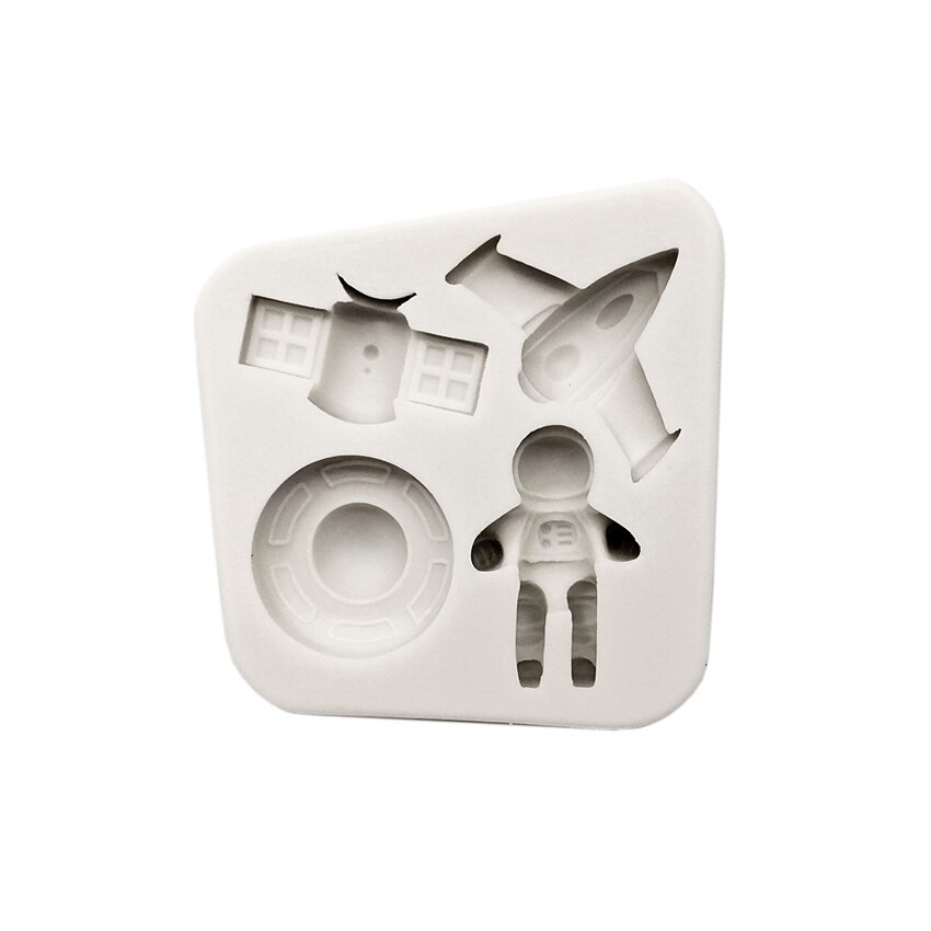 Forma de turnat din silicon DIY - astronaut si elemente spatiale, 7.9 x 8.3 x 1.7 cm