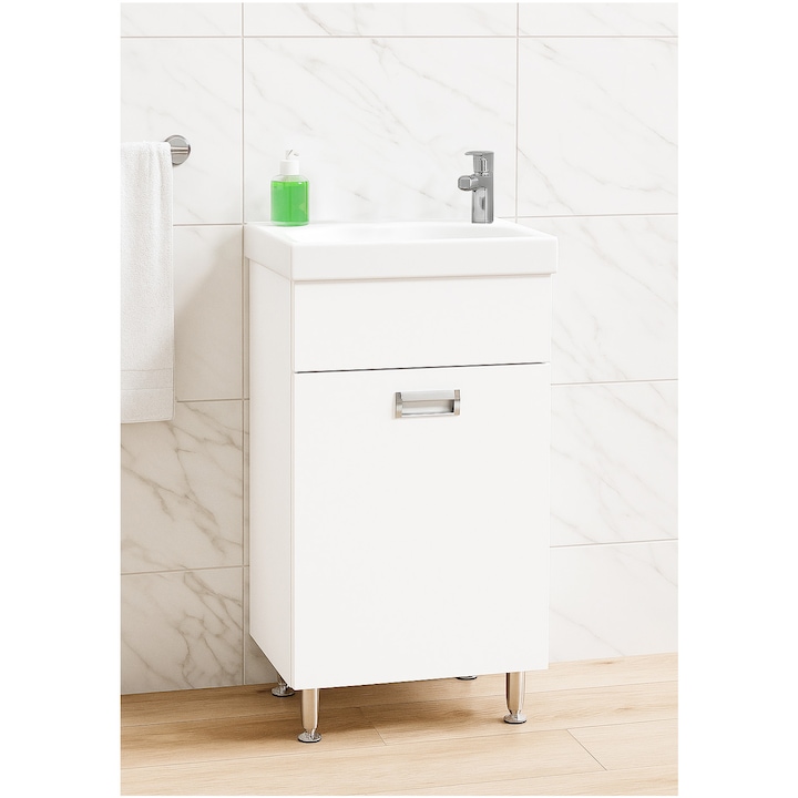 Шкаф за баня и умивалник Badenmob, Серия 700, 40x22см, Бял