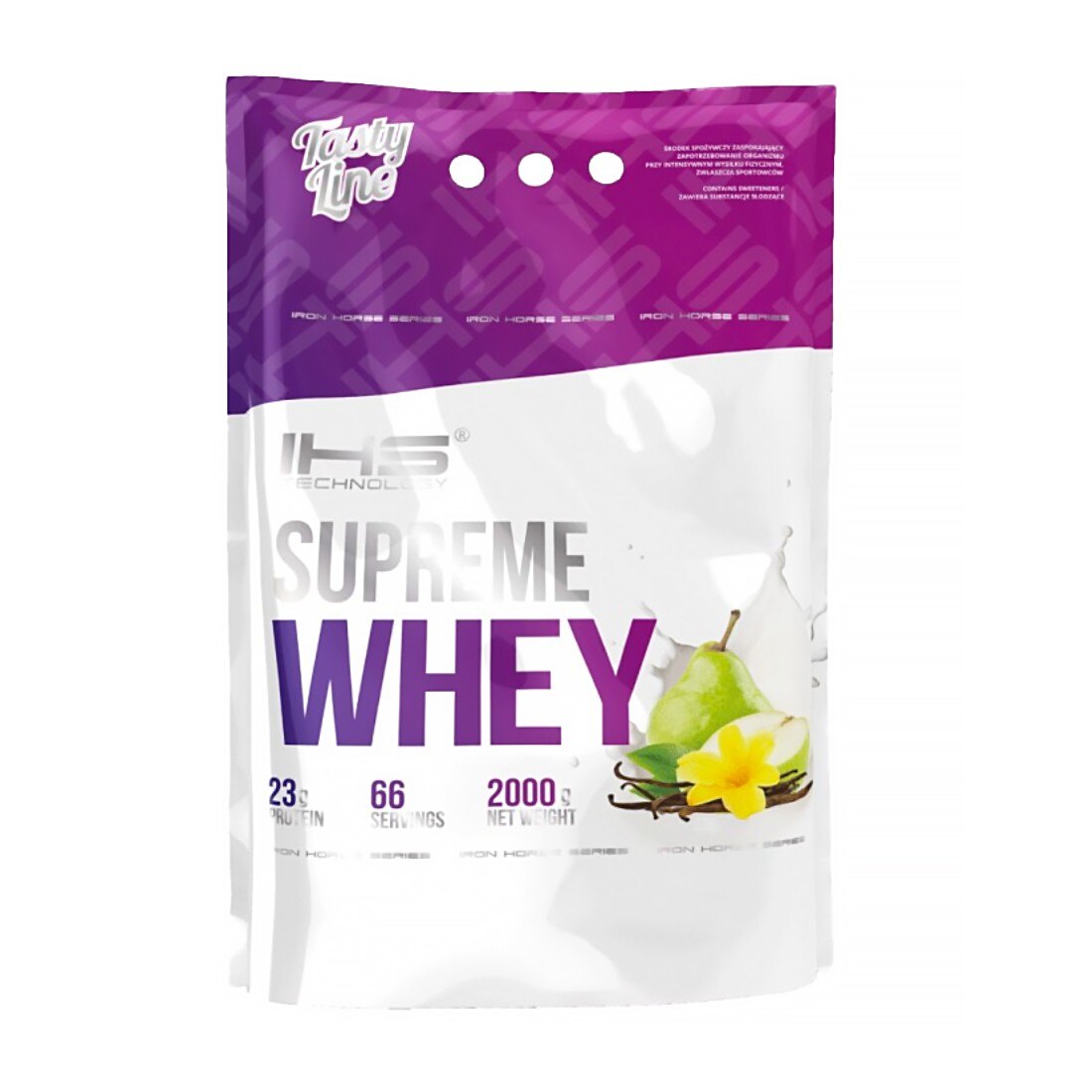 Proteine Iron Horse Supreme Whey, Vanilie si pere, 2000g