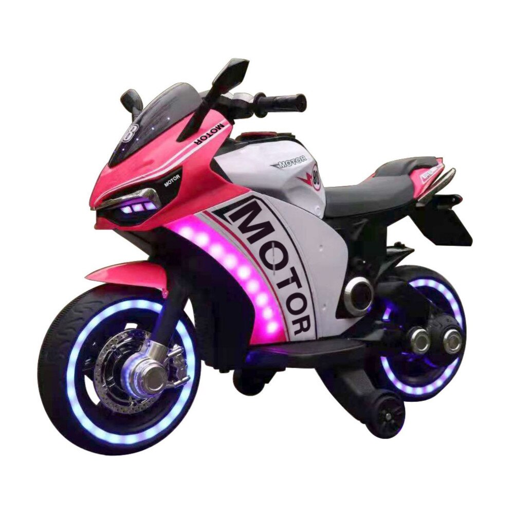 Motocicleta electrica cu scaun din piele KikkaBoo Windy Pink
