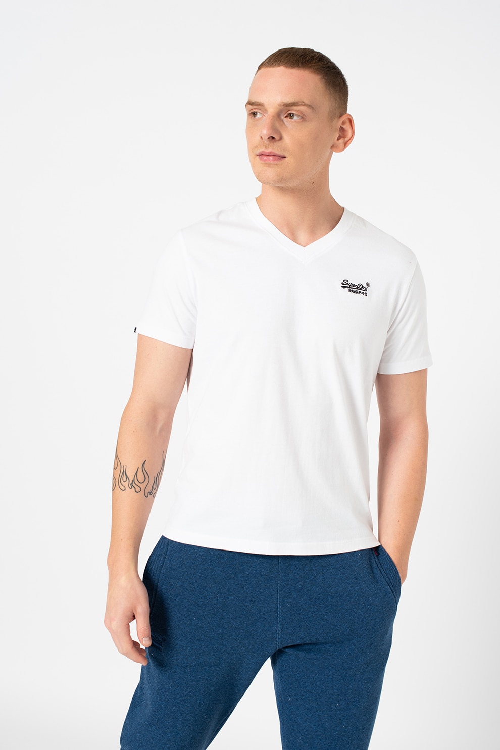 SUPERDRY, Tricou slim fit cu logo Vintage, Alb optic