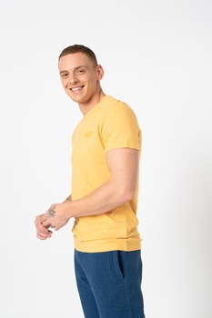 SUPERDRY, Tricou cu decolteu la baza gatului si logo Vintage, Oranj pal SUPERDRY, Tricou cu decolteu la baza gatului si logo Vintage, Oranj pal