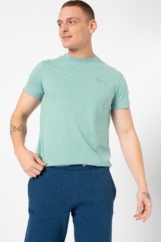 SUPERDRY, Tricou cu decolteu la baza gatului si logo Vintage, Verde pal SUPERDRY, Tricou cu decolteu la baza gatului si logo Vintage, Verde pal