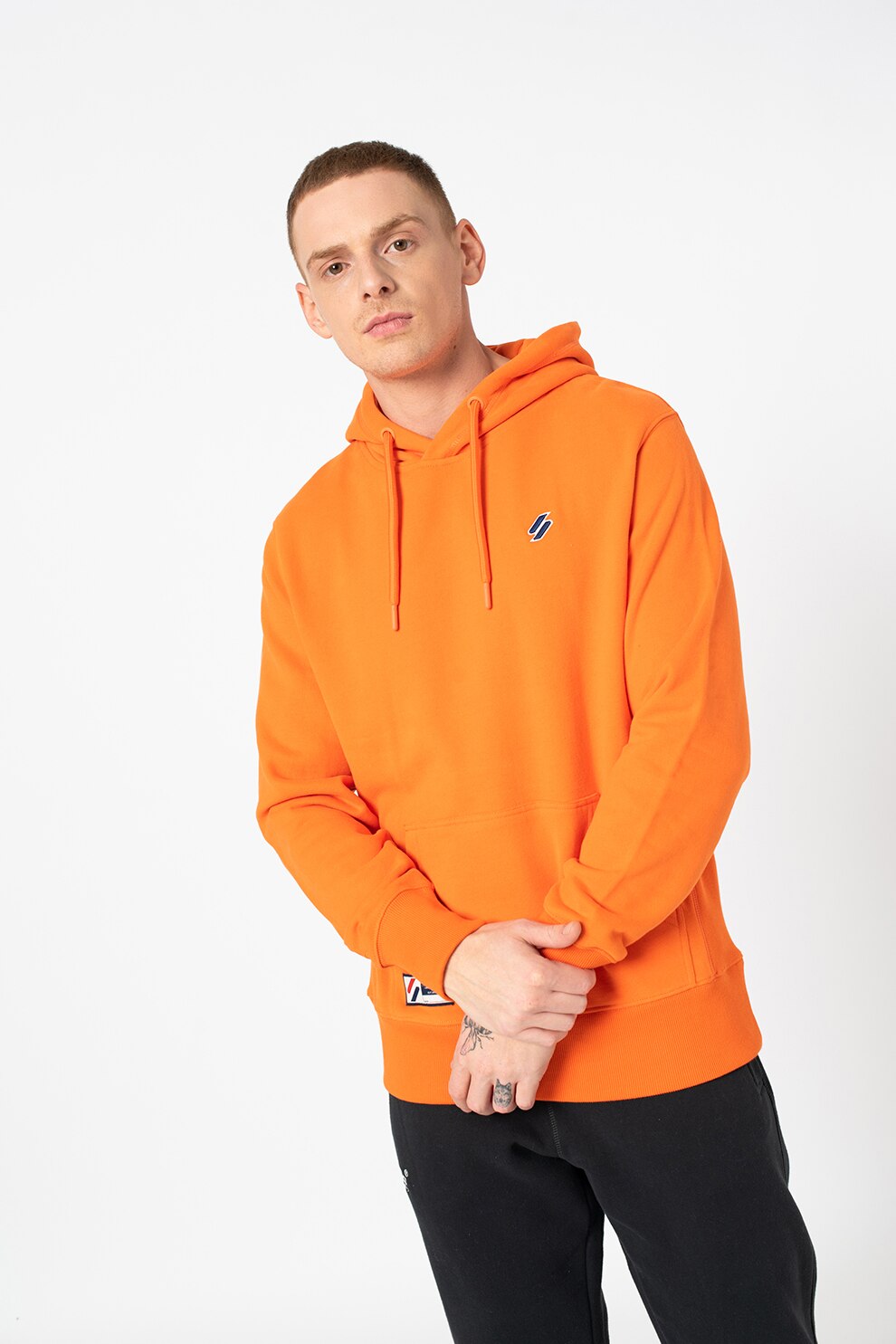 SUPERDRY, Hanorac lejer din bumbac organic Code Essential, Oranj