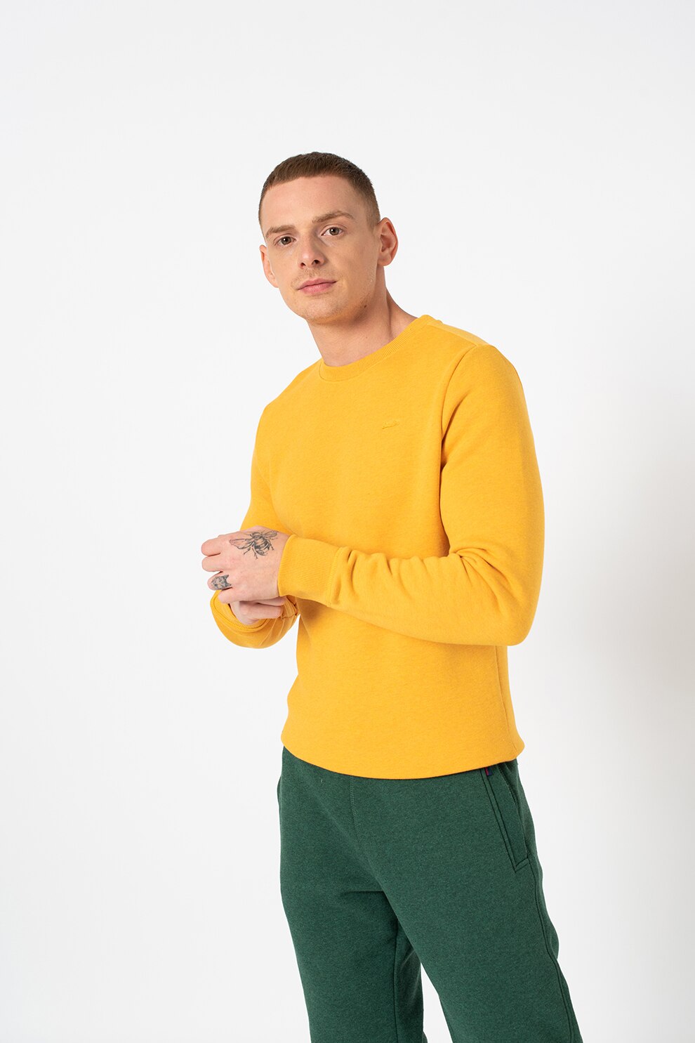 SUPERDRY, Bluza sport cu logo discret Vintage, Galben mustar