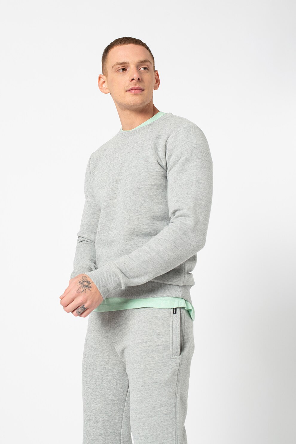 SUPERDRY, Bluza sport cu logo discret Vintage, Gri melange