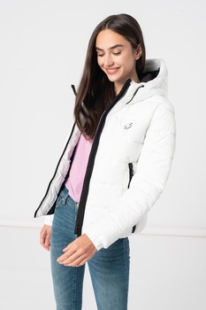 SUPERDRY, Geaca cu vatelina, gluga si aspect matlasat, Alb optic SUPERDRY, Geaca cu vatelina, gluga si aspect matlasat, Alb optic