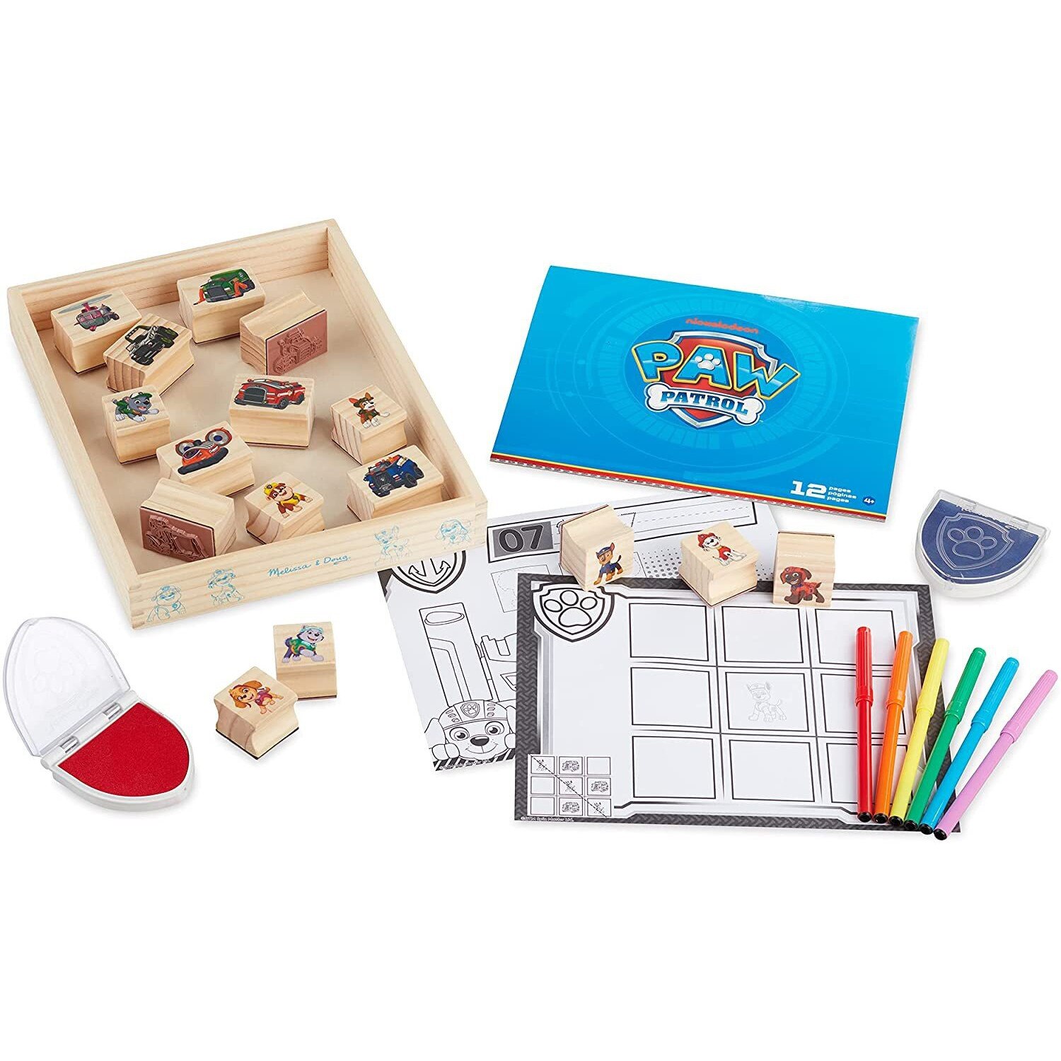 Set creativ Paw Patrol, Wooden Stamps Activity, 25 piese