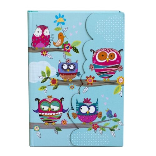 Agenda, caiet, jurnal cu bufnite, multicolor, 21 x 14,5 x 2 cm