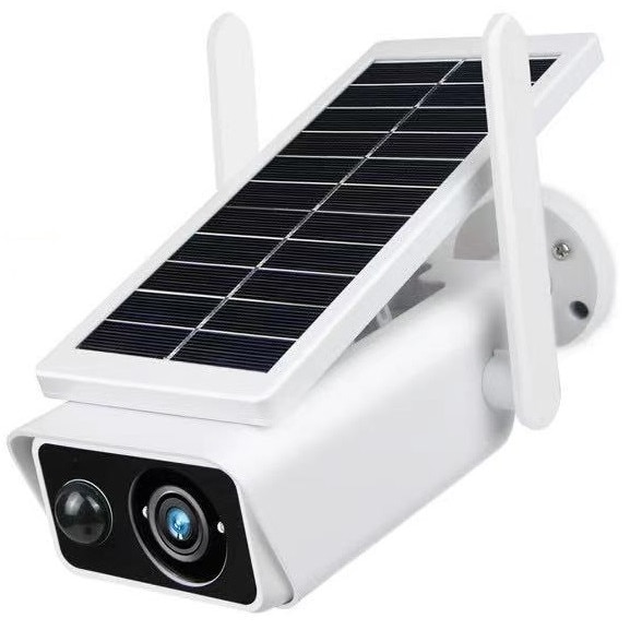 Camera de Supraveghere Solara WIFI BabyToy™ iC-S1, 2 MP FullHD, Exterior, Conectare Telefon, Night Vision, Incarcare Solara, Rezistenta la apa, rezolutie 1920*1080, senzor miscare, alb