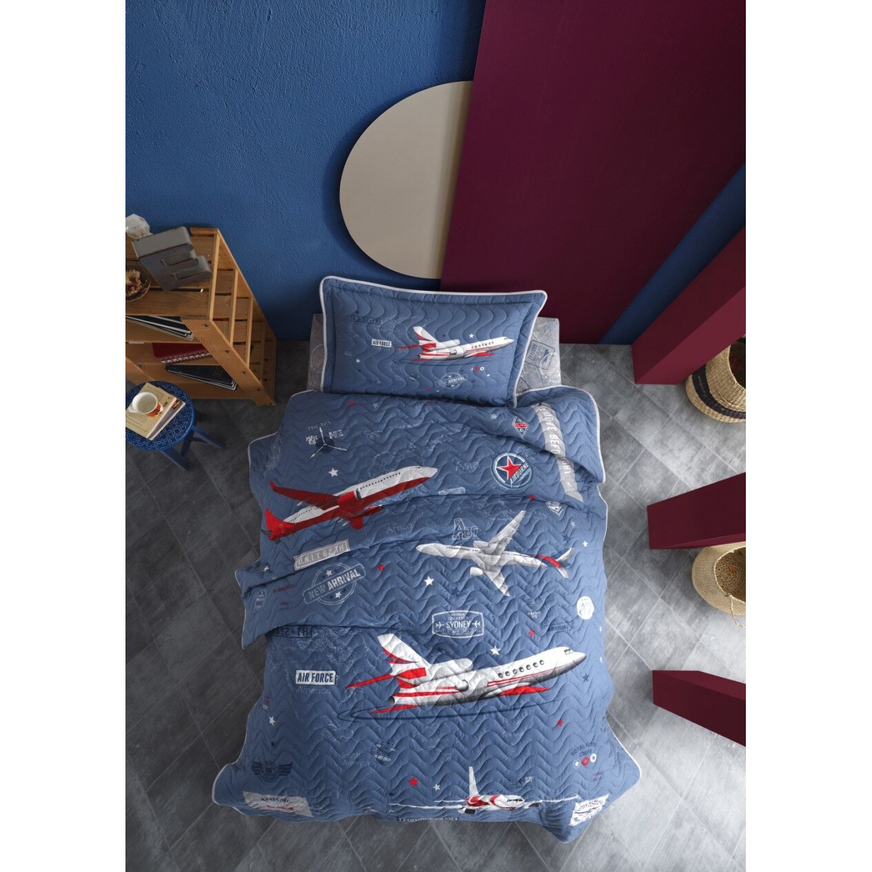 Set cuvertura matlasata bumbac 100% si 1 fata perna, 160 x 220 cm, 2 piese, Clasy Home, Arrival