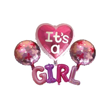 Set 4 baloane It's a GIRL ghirlanda, Roz Rosu, JMB-BBL2887 Set 4 baloane It's a GIRL ghirlanda, Roz Rosu, JMB-BBL2887