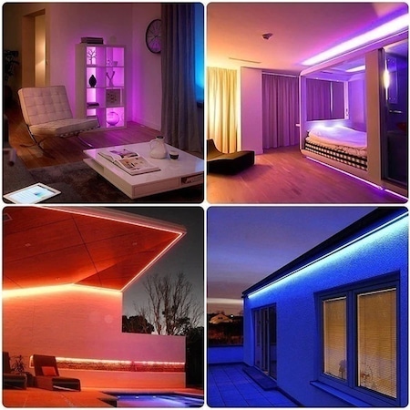 Kit Banda Led RGB Zenino® - Lungime 5M, 300 LED-uri, Telecomanda 24 Taste, Lumina Ambientala, Negru