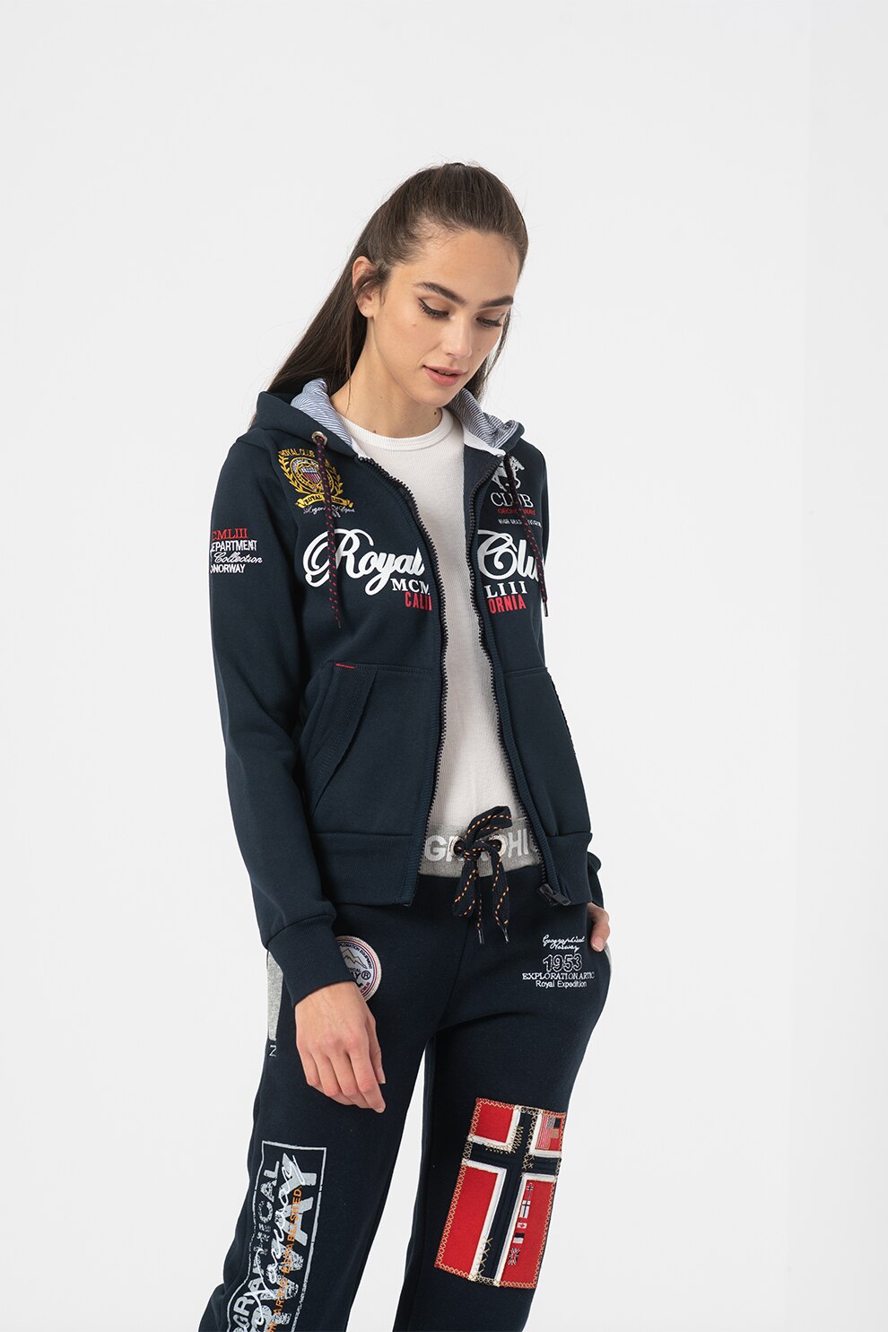 Geo Norway, Hanorac cu fermoar si captuseala din material fleece Fanille, Bleumarin