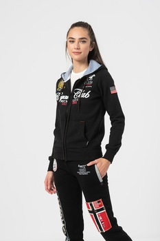 Geo Norway, Hanorac cu fermoar si captuseala din material fleece Fanille, Negru Geo Norway, Hanorac cu fermoar si captuseala din material fleece Fanille, Negru