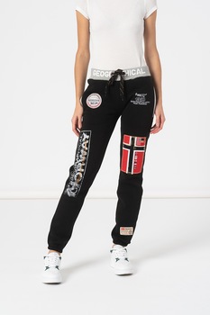 Geographical Norway, Pantaloni sport cu imprimeu logo Myer, Negru