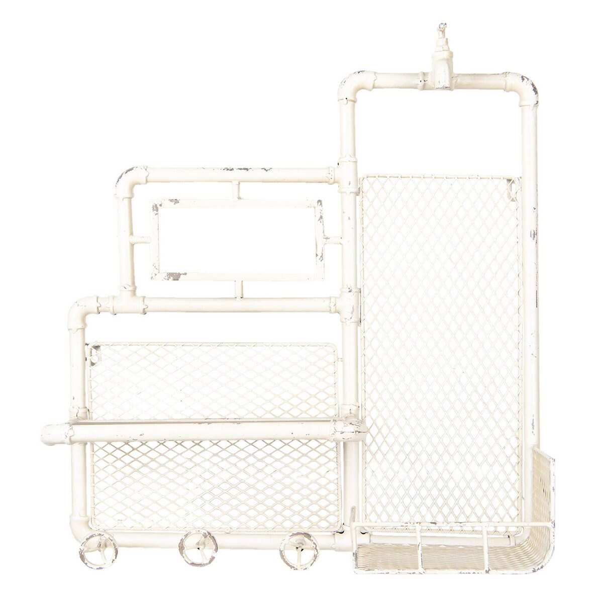 Etajera suspendabila din fier alb antichizat 54 cm x 20 cm x 63 h