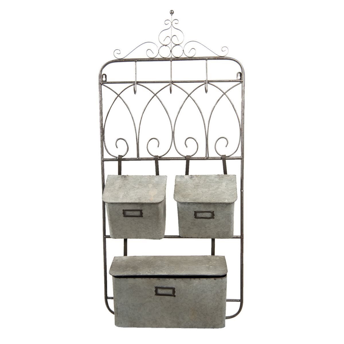 Etajera suspendabila cu 3 cutii depozitare din fier gri 46 cm x 15 cm x 98 h