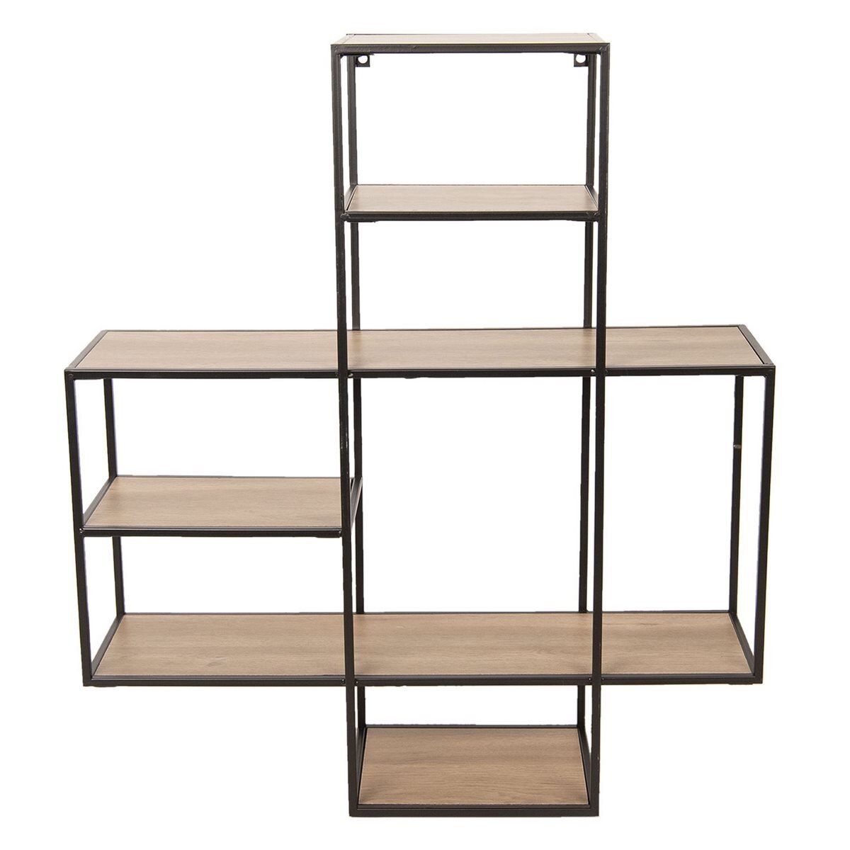 Etajera suspendabila cu 6 polite din lemn natur si cadru din fier maro 72 cm x 20 cm x 85 h