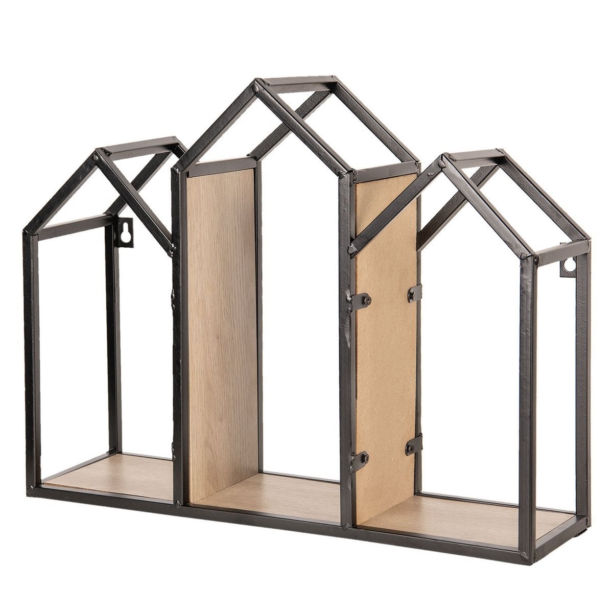 Etajera suspendabila cu polite din lemn natur si cadru din fier maro 46 cm x 14 cm x 36 h