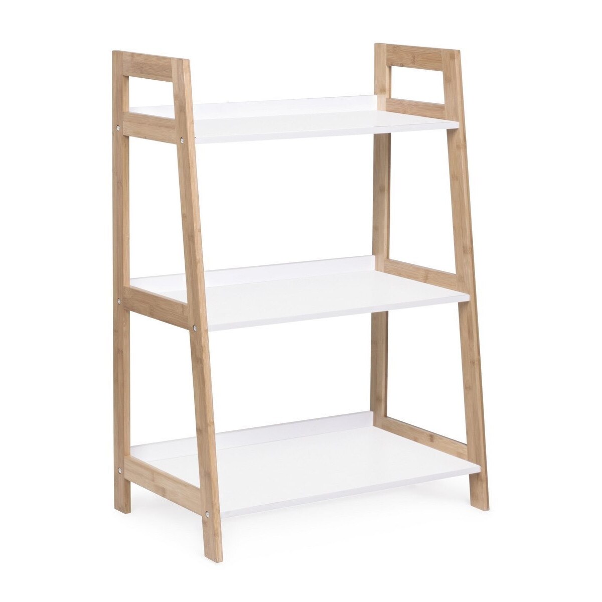 Raft de podea cu 3 polite din lemn maro alb Brooklyn 62 cm x 38 cm x 90 h