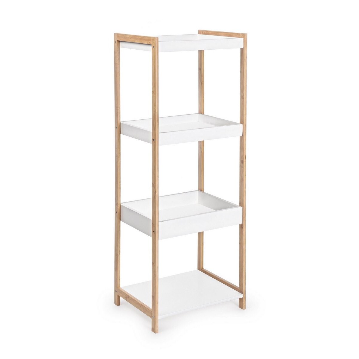 Raft cu 4 polite din bambus natur alb Brooklyn 40 cm x 32 cm x 114 h