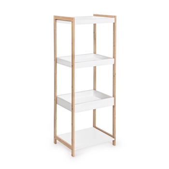 Raft cu 4 polite din bambus natur alb Brooklyn 40 cm x 32 cm x 114 h Raft cu 4 polite din bambus natur alb Brooklyn 40 cm x 32 cm x 114 h
