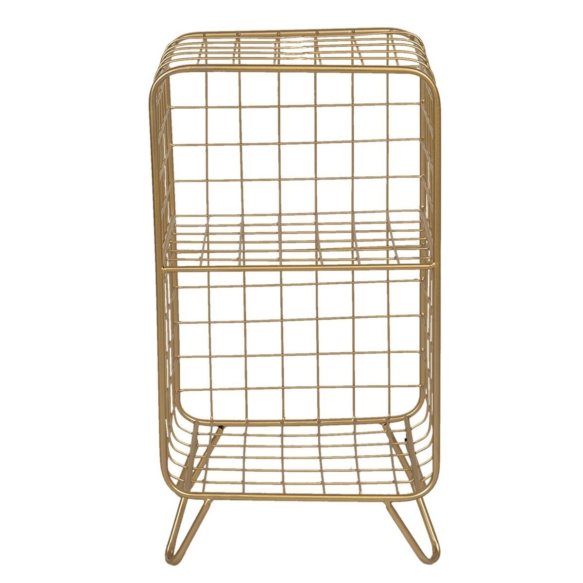 Raft cu 2 polite din fier auriu 35 cm x 30 cm x 65 h