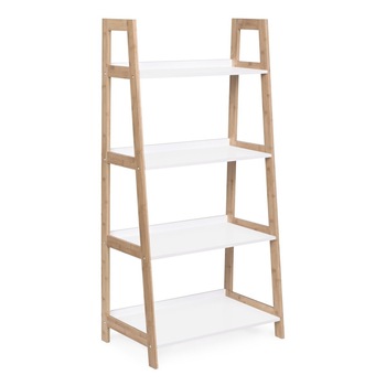 Raft de podea cu 4 polite din lemn maro alb Brooklyn 62 cm x 38 cm x 130 h Raft de podea cu 4 polite din lemn maro alb Brooklyn 62 cm x 38 cm x 130 h