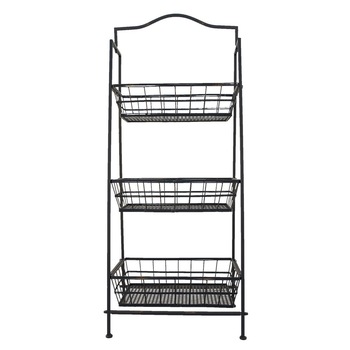 Raft cu 3 cosuri din fier maro 43 cm x 36 cm x 103 h Raft cu 3 cosuri din fier maro 43 cm x 36 cm x 103 h
