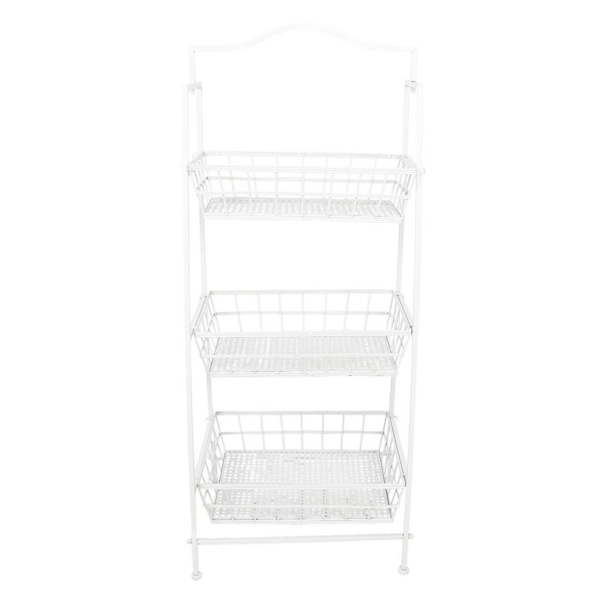 Raft cu 3 cosuri din fier alb 43 cm x 36 cm x 103 h