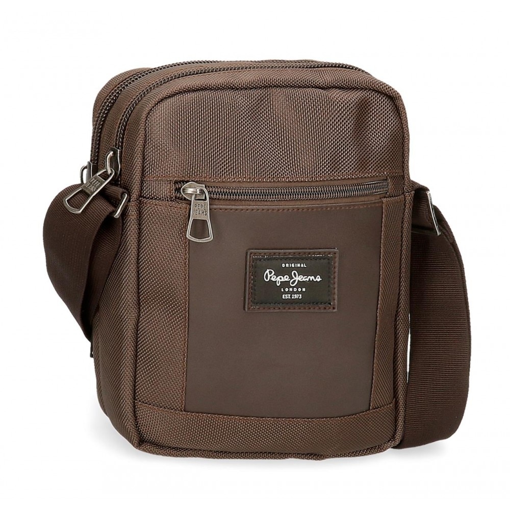 Geanta umar barbati 2 compartimente Pepe Jeans Bomber, maro, 17x22x7 cm