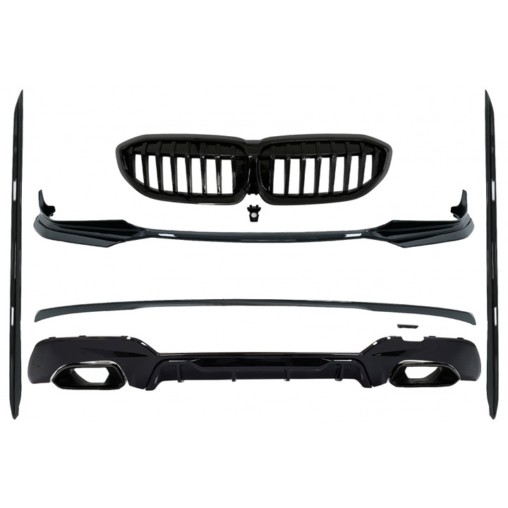 Pachet Exterior Extensii compatibil cu BMW Seria 3 G20 Sedan 2018-2022 M340i Competition Design Negru Lucios