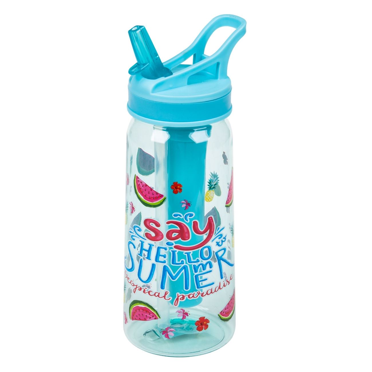 Sticla de apa pentru copii, Zola®, din plastic, cu suport pentru gheata, model de vara, 500 ml