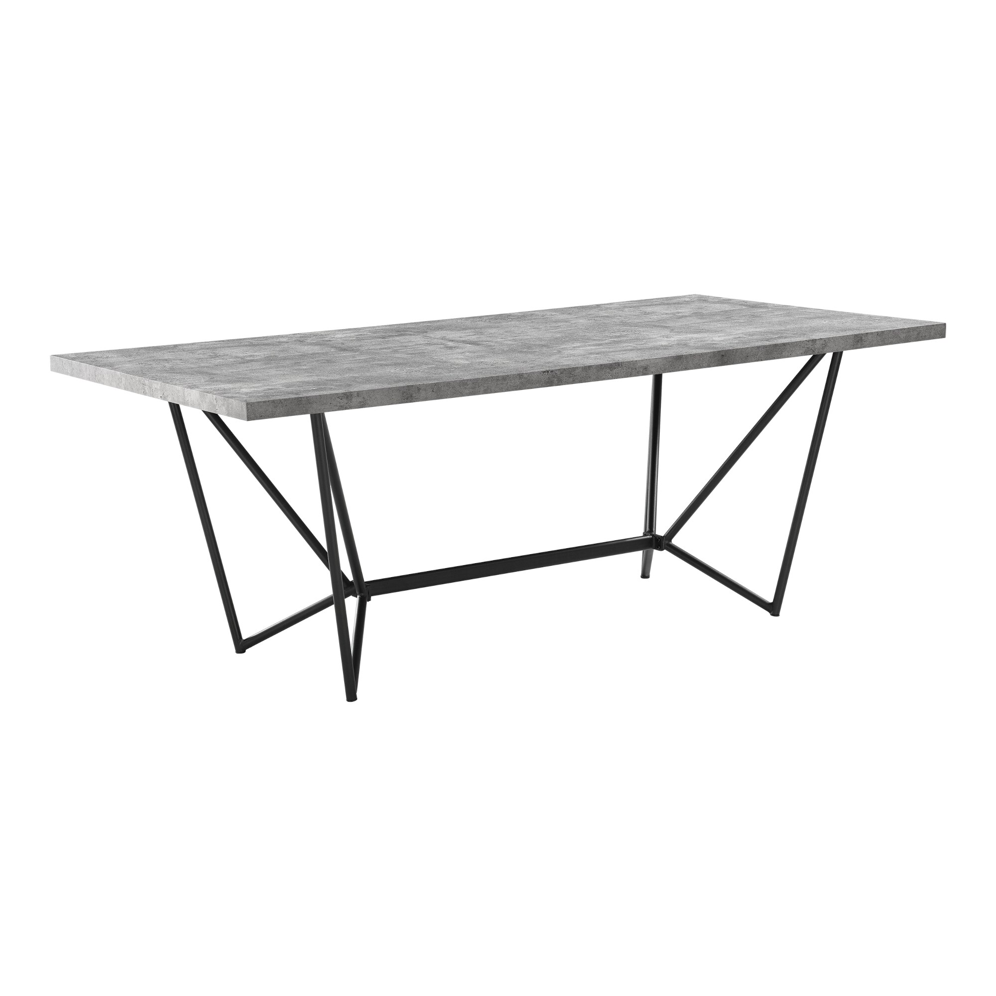 Masa bucatarie, en.casa, Sigtuna B, 200 x 100 x 76 cm, MDF/otel, negru/efect beton, pentru 8 persoane