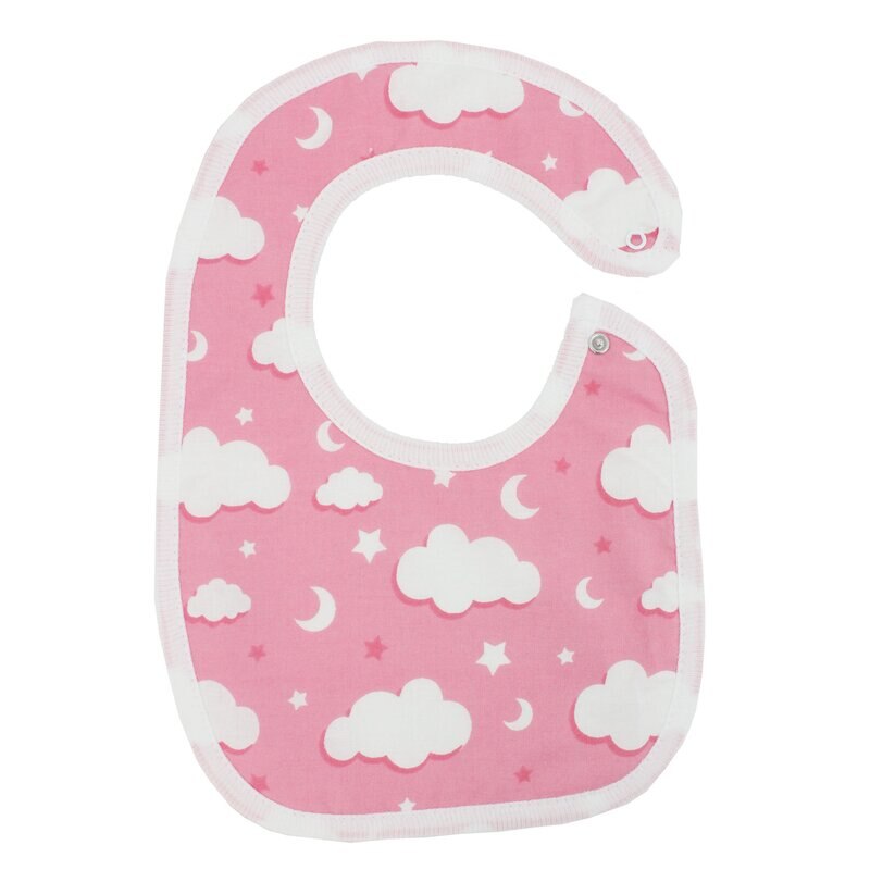 Baveta, roz cu norisori albi, 0-6 luni