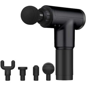 Aparat masaj intens pentru dureri musculare reumatice Tiessa®, anticelulitic, facial gun, 4 capete, 6 trepte de intensitate, negru Aparat masaj intens pentru dureri musculare reumatice Tiessa®, anticelulitic, facial gun, 4 capete, 6 trepte de intensitate, negru