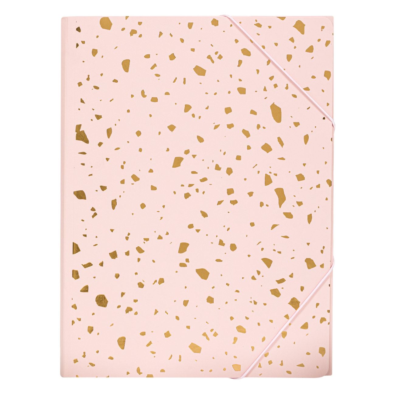 Mapa Zola®, 24x32 cm, prindere elastica, roz cu model auriu